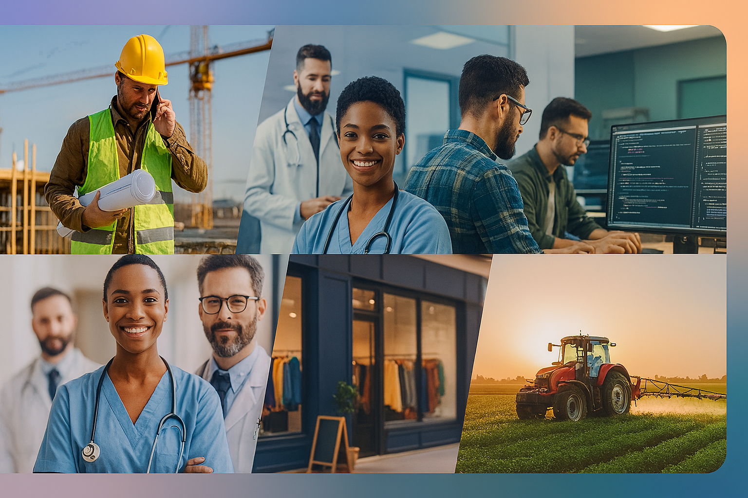 Imagen ilustrativa de un edificio moderno y una gráfica de crecimiento ascendente